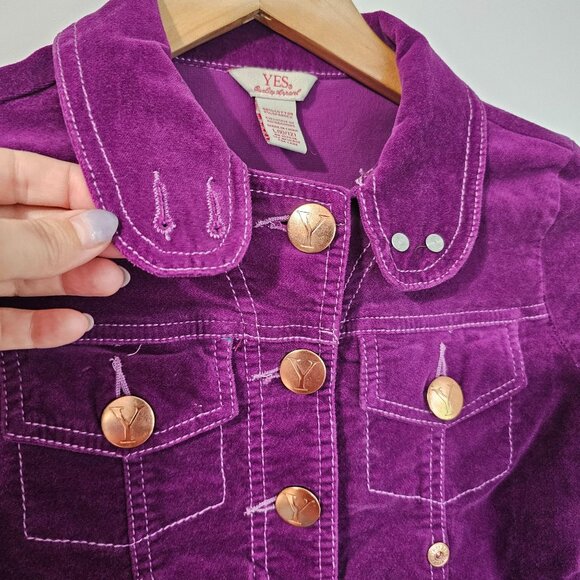 Girls Purple Velvet Jacket Size L (10/12) With Gold Button Details《920》J - Picture 3 of 8